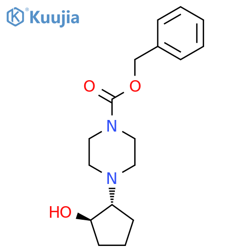 rac-benzyl 4-(1R,2R)-2-hydroxycyclopentylpiperazine-1-carboxylate structure