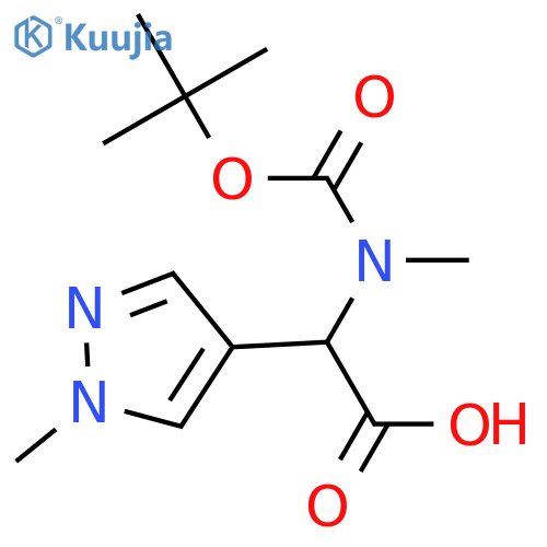 2-{(tert-butoxy)carbonyl(methyl)amino}-2-(1-methyl-1H-pyrazol-4-yl)acetic acid structure