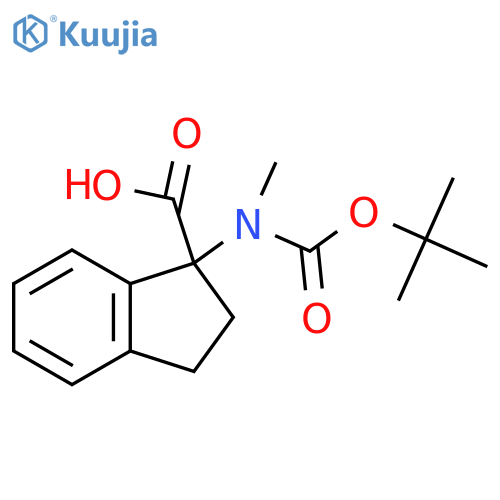 1-{(tert-butoxy)carbonyl(methyl)amino}-2,3-dihydro-1H-indene-1-carboxylic acid structure