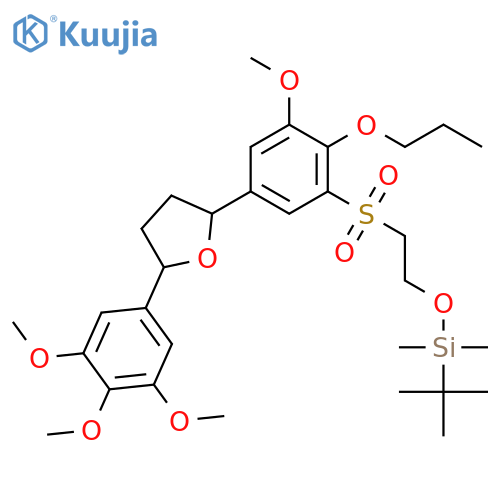 (2S,5S)-2-3-2-(tert-Butyldimethylsilyl)oxyethylsulfonyl-5-methoxy-4-propoxyphenyl-5-(3,4,5-trimethoxyphenyl)tetrahydrofuran structure