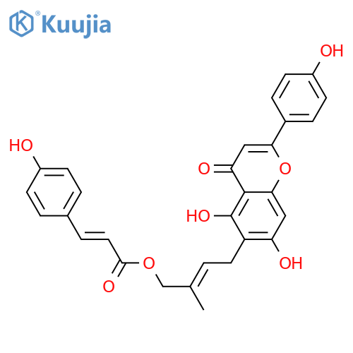 4',5,7-Trihydroxy-6-prenylflavone; 4''-O-(4-Hydroxy-E-cinnamoyloxy)(3''E-) structure