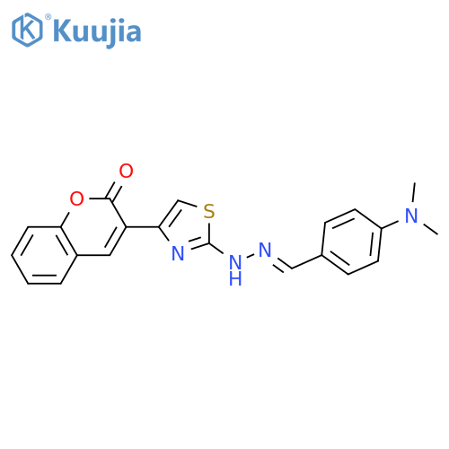 3-{2-(E)-2-{4-(dimethylamino)phenylmethylidene}hydrazin-1-yl-1,3-thiazol-4-yl}-2H-chromen-2-one structure