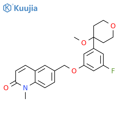 2(1H)-Quinolinone,6-[[3-fluoro-5-(tetrahydro-4-methoxy-2H-pyran-4-yl)phenoxy]methyl]-1-methyl- structure