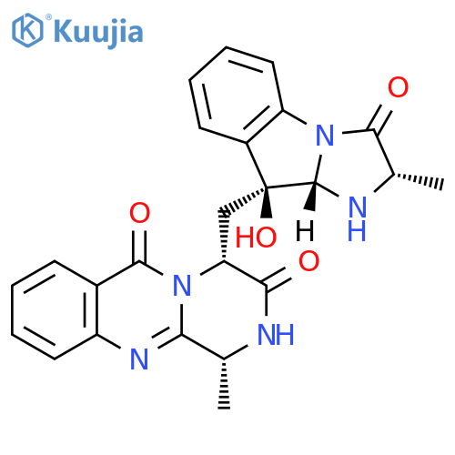 2H-Pyrazino[2,1-b]quinazoline-3,6(1H,4H)-dione, 1-methyl-4-[[(2S,9S,9aS)-2,3,9,9a-tetrahydro-9-hydroxy-2-methyl-3-oxo-1H-imidazo[1,2-a]indol-9-yl]methyl]-, (1R,4R)- structure