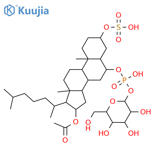 b-D-Glucopyranose, 1-[(3b,5a,6a,16b)-16-(acetyloxy)-3-(sulfooxy)cholestan-6-ylhydrogen phosphate] (9CI) structure