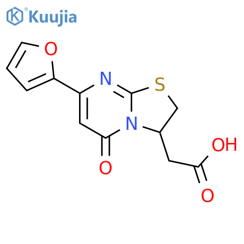 (7-Furan-2-yl-5-oxo-2,3-dihydro-5H-thiazolo[3,2-a]pyrimidin-3-yl)-acetic acid structure