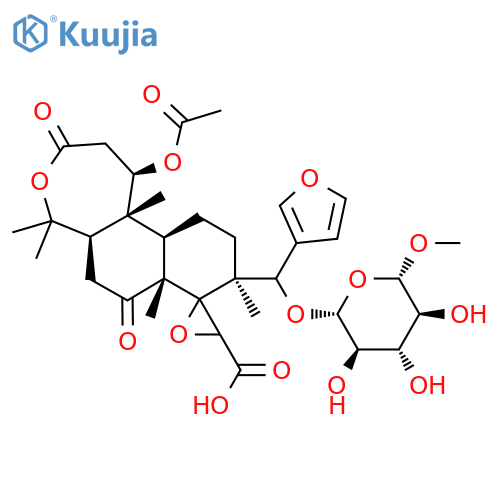 (1R,2'R,5Ar,7aR,9S,11aR,11bR)-1-acetyloxy-9-[furan-3-yl-[(2R,3R,4S,5S,6S)-3,4,5-trihydroxy-6-methoxyoxan-2-yl]oxymethyl]-5,5,7a,9,11b-pentamethyl-3,7-dioxospiro[2,5a,6,10,11,11a-hexahydro-1H-naphtho[2,1-c]oxepine-8,3'-oxirane]-2'-carboxylic acid structure