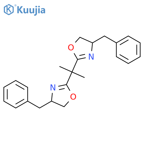(4R)-4-benzyl-2-[1-[(4R)-4-benzyl-4,5-dihydrooxazol-2-yl]-1-methyl-ethyl]-4,5-dihydrooxazole structure