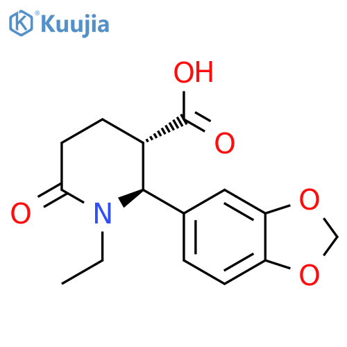(2S,3S)-2-(1,3-Benzodioxol-5-yl)-1-ethyl-6-oxopiperidine-3-carboxylic acid structure