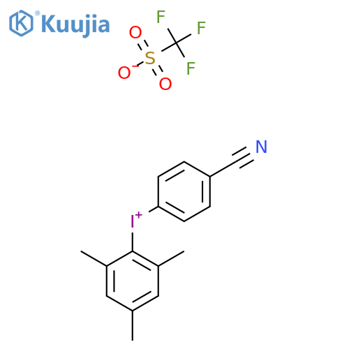 Iodonium, (4-cyanophenyl)(2,4,6-trimethylphenyl)-, 1,1,1-trifluoromethanesulfonate (1:1) structure