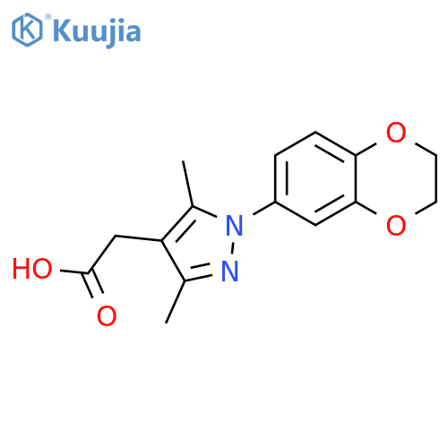 [1-(2,3-Dihydro-benzo[1,4]dioxin-6-yl)-3,5-dimethyl-1H-pyrazol-4-yl]-acetic acid structure