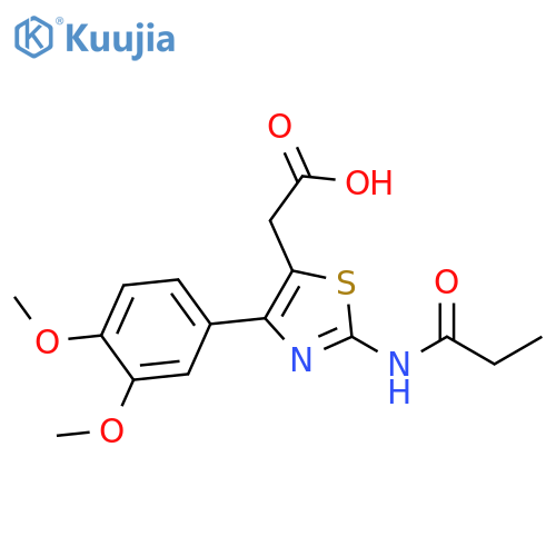 [4-(3,4-Dimethoxy-phenyl)-2-propionylamino-thiazol-5-yl]-acetic acid structure