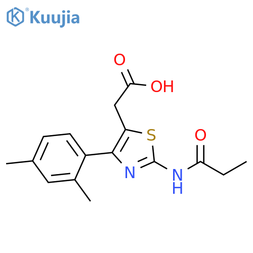 [4-(2,4-Dimethyl-phenyl)-2-propionylamino-thiazol-5-yl]-acetic acid structure