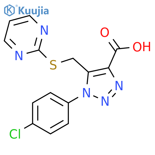 1-(4-Chloro-phenyl)-5-(pyrimidin-2-ylsulfanylmethyl)-1H-[1,2,3]triazole-4-carboxylic acid structure