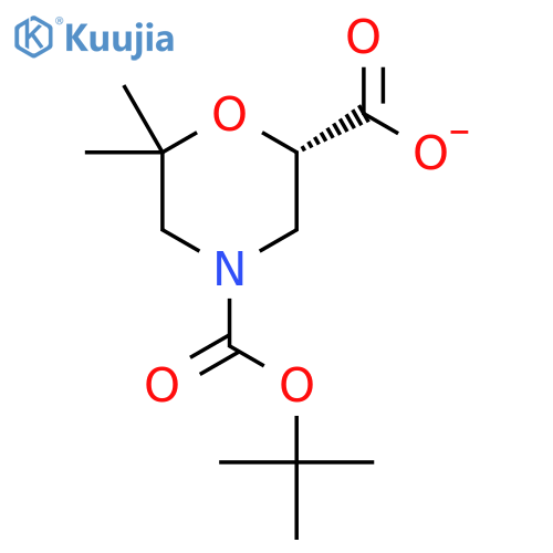 (2S)-4-[(tert-butoxy)carbonyl]-6,6-dimethylmorpholine-2-carboxylic acid structure