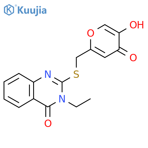 3-Ethyl-2-(((5-hydroxy-4-oxo-4H-pyran-2-yl)methyl)thio)quinazolin-4(3H)-one structure
