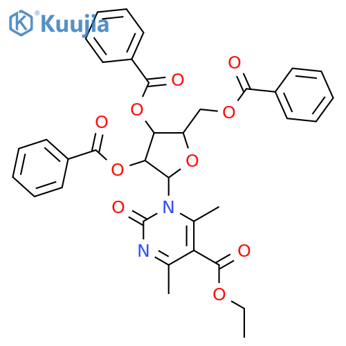 5-Pyrimidinecarboxylic acid, 1,2-dihydro-4,6-dimethyl-2-oxo-1-(2,3,5-tri-O-benzoyl-β-D-ribofuranosyl)-, ethyl ester structure