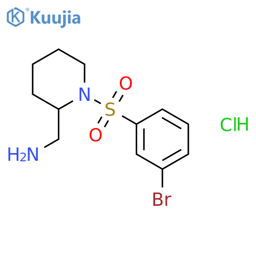 (1-((3-Bromophenyl)sulfonyl)piperidin-2-yl)methanamine hydrochloride structure