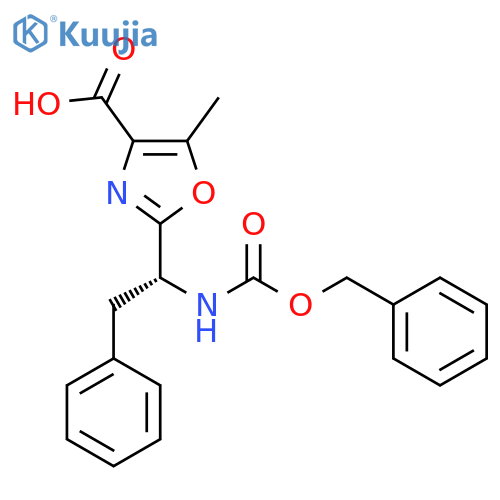 2-[(1R)-1-{[(Benzyloxy)carbonyl]amino}-2-phenylethyl]-5-methyl-1,3-oxazole-4-carboxylic acid structure