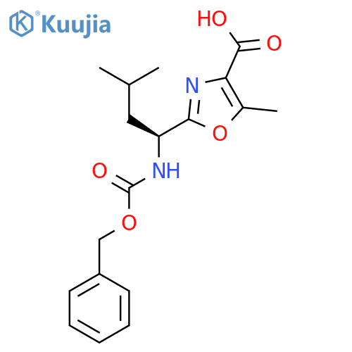 2-[(1S)-1-{[(Benzyloxy)carbonyl]amino}-3-methylbutyl]-5-methyl-1,3-oxazole-4-carboxylic acid structure
