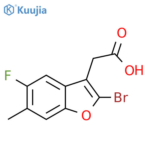 (2-Bromo-5-fluoro-6-methyl-benzofuran-3-yl)-acetic acid structure