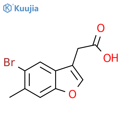 (5-Bromo-6-methyl-benzofuran-3-yl)-acetic acid structure
