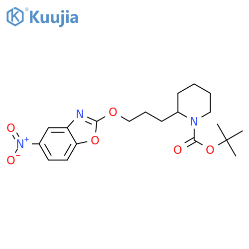 tert-butyl 2-(3-((5-nitrobenzo[d]oxazol-2-yl)oxy)propyl)piperidine-1-carboxylate structure