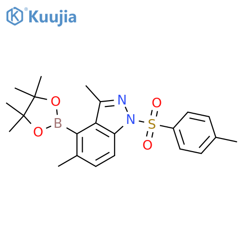 3,5-dimethyl-1-(4-methylbenzenesulfonyl)-4-(4,4,5,5-tetramethyl-1,3,2-dioxaborolan-2-yl)-1H-indazole structure