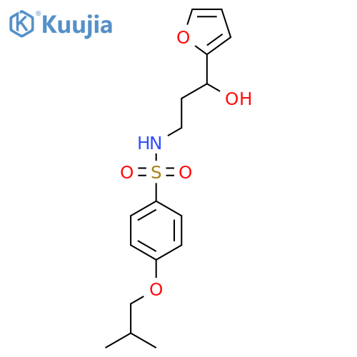 N-3-(furan-2-yl)-3-hydroxypropyl-4-(2-methylpropoxy)benzene-1-sulfonamide structure