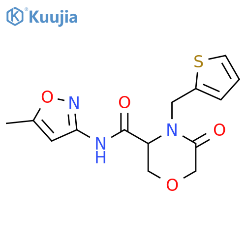 N-(5-methyl-1,2-oxazol-3-yl)-5-oxo-4-[(thiophen-2-yl)methyl]morpholine-3-carboxamide structure
