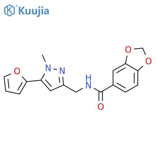 N-{[5-(furan-2-yl)-1-methyl-1H-pyrazol-3-yl]methyl}-2H-1,3-benzodioxole-5-carboxamide structure