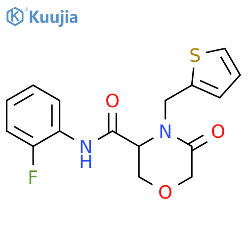 N-(2-fluorophenyl)-5-oxo-4-[(thiophen-2-yl)methyl]morpholine-3-carboxamide structure