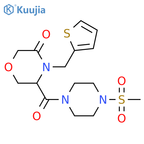 5-(4-methanesulfonylpiperazine-1-carbonyl)-4-[(thiophen-2-yl)methyl]morpholin-3-one structure