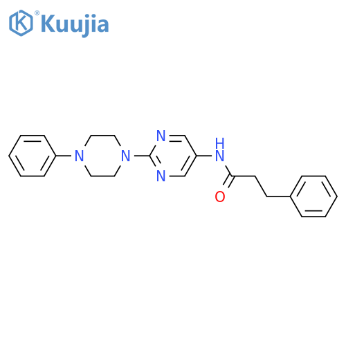 3-phenyl-N-[2-(4-phenylpiperazin-1-yl)pyrimidin-5-yl]propanamide structure