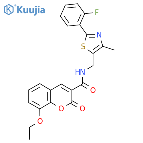 8-ethoxy-N-{[2-(2-fluorophenyl)-4-methyl-1,3-thiazol-5-yl]methyl}-2-oxo-2H-chromene-3-carboxamide structure