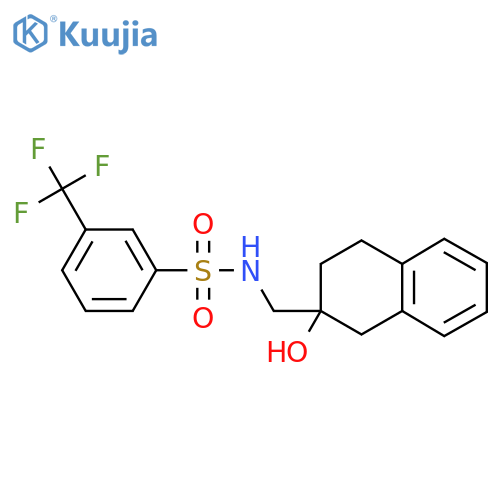 N-(2-hydroxy-1,2,3,4-tetrahydronaphthalen-2-yl)methyl-3-(trifluoromethyl)benzene-1-sulfonamide structure