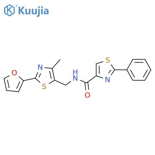 N-{[2-(furan-2-yl)-4-methyl-1,3-thiazol-5-yl]methyl}-2-phenyl-1,3-thiazole-4-carboxamide structure