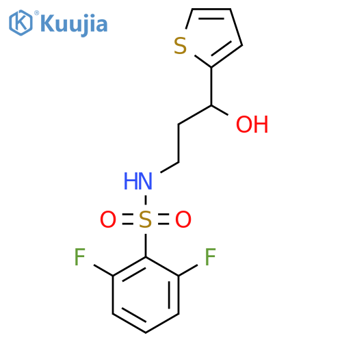 2,6-difluoro-N-3-hydroxy-3-(thiophen-2-yl)propylbenzene-1-sulfonamide structure