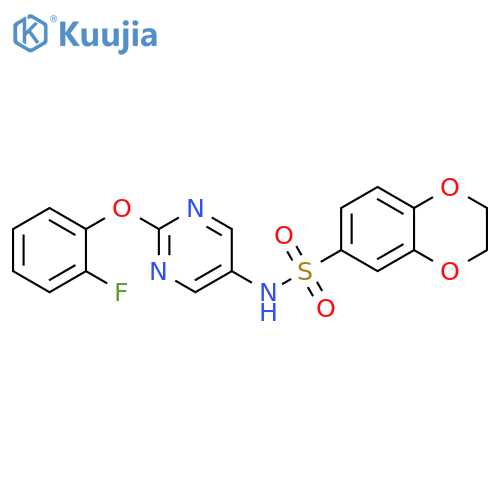 N-[2-(2-fluorophenoxy)pyrimidin-5-yl]-2,3-dihydro-1,4-benzodioxine-6-sulfonamide structure