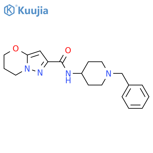 N-(1-benzylpiperidin-4-yl)-5H,6H,7H-pyrazolo3,2-b1,3oxazine-2-carboxamide structure