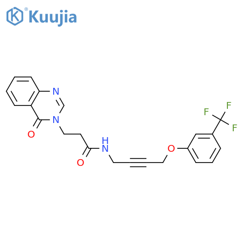 3-(4-oxo-3,4-dihydroquinazolin-3-yl)-N-{4-3-(trifluoromethyl)phenoxybut-2-yn-1-yl}propanamide structure