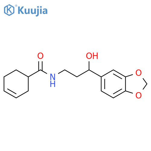 N-3-(2H-1,3-benzodioxol-5-yl)-3-hydroxypropylcyclohex-3-ene-1-carboxamide structure