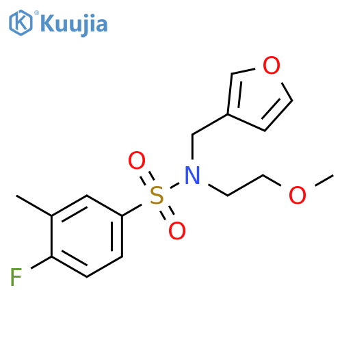 4-fluoro-N-(furan-3-yl)methyl-N-(2-methoxyethyl)-3-methylbenzene-1-sulfonamide structure