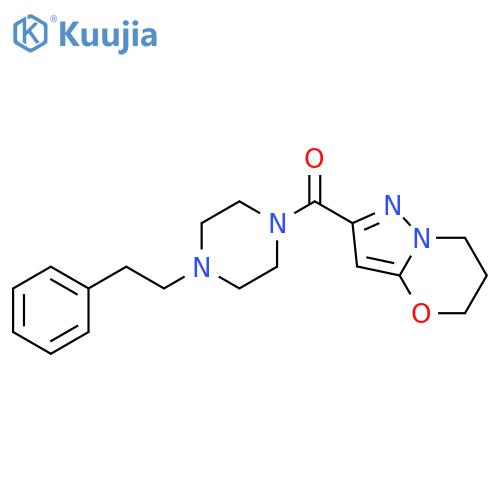 1-(2-phenylethyl)-4-{5H,6H,7H-pyrazolo3,2-b1,3oxazine-2-carbonyl}piperazine structure