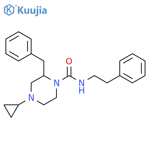 2-benzyl-4-cyclopropyl-N-(2-phenylethyl)piperazine-1-carboxamide structure