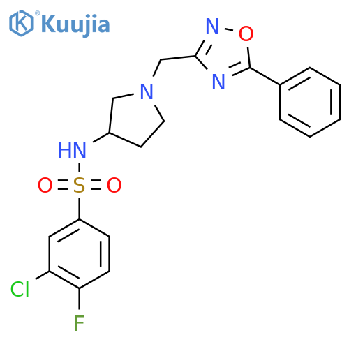 3-chloro-4-fluoro-N-{1-(5-phenyl-1,2,4-oxadiazol-3-yl)methylpyrrolidin-3-yl}benzene-1-sulfonamide structure