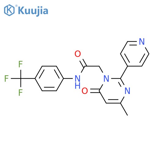 2-4-methyl-6-oxo-2-(pyridin-4-yl)-1,6-dihydropyrimidin-1-yl-N-4-(trifluoromethyl)phenylacetamide structure