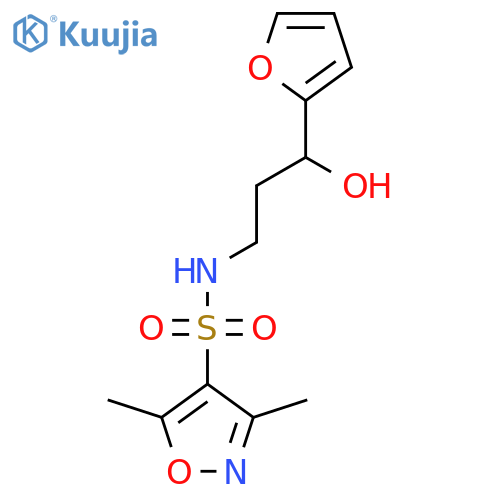 N-3-(furan-2-yl)-3-hydroxypropyl-3,5-dimethyl-1,2-oxazole-4-sulfonamide structure
