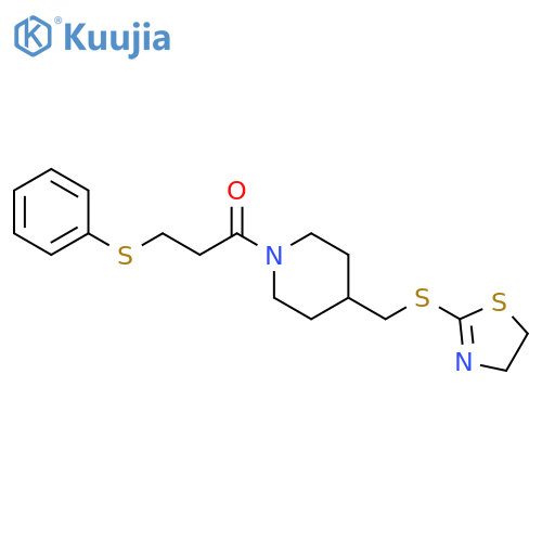 1-{4-[(4,5-dihydro-1,3-thiazol-2-ylsulfanyl)methyl]piperidin-1-yl}-3-(phenylsulfanyl)propan-1-one structure
