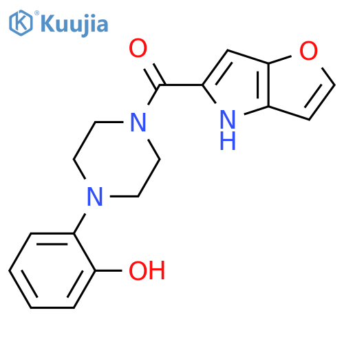 2-(4-{4H-furo[3,2-b]pyrrole-5-carbonyl}piperazin-1-yl)phenol structure